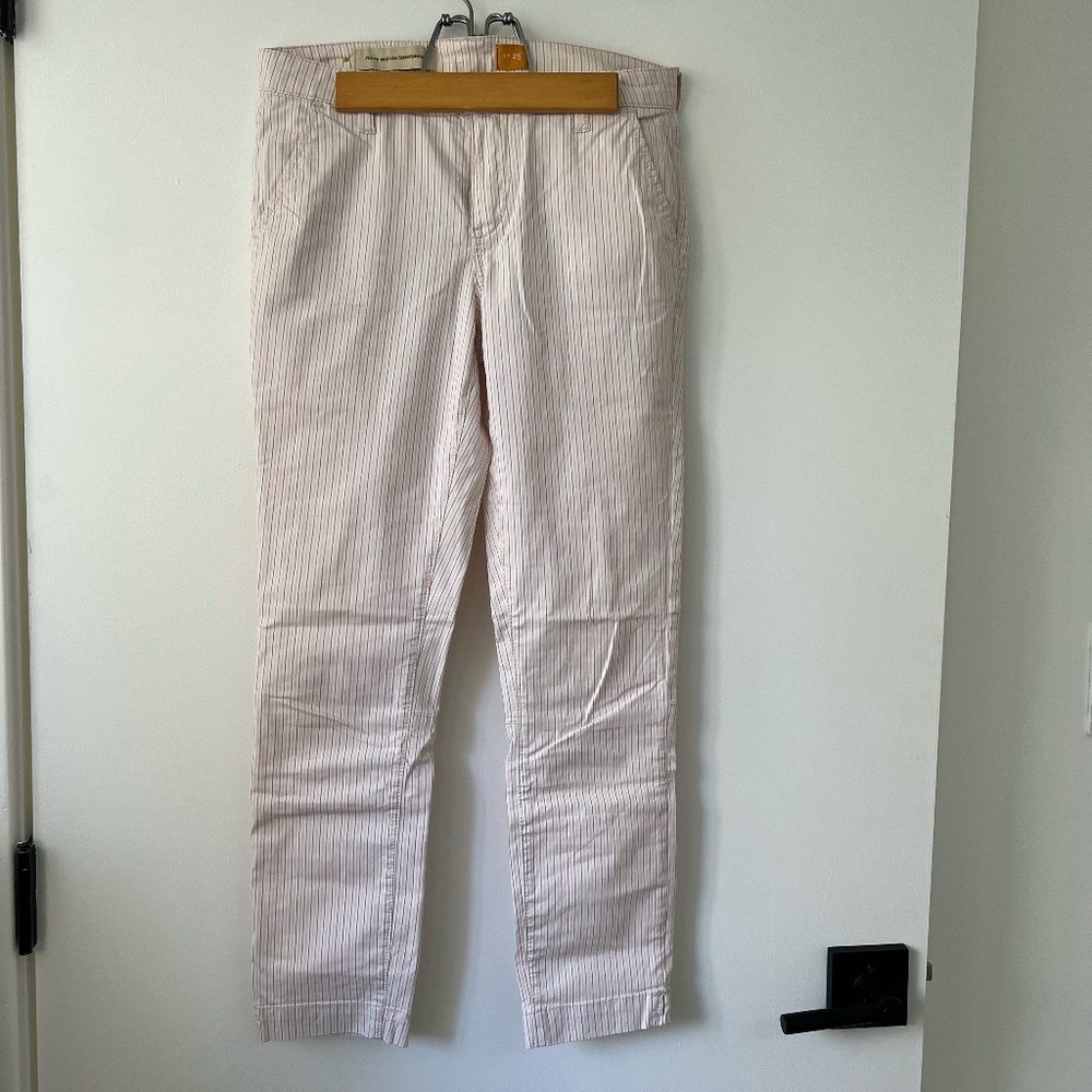 Anthropologie Pilcro | Striped Mid-Rise White Pink & Gray Pants Size 25